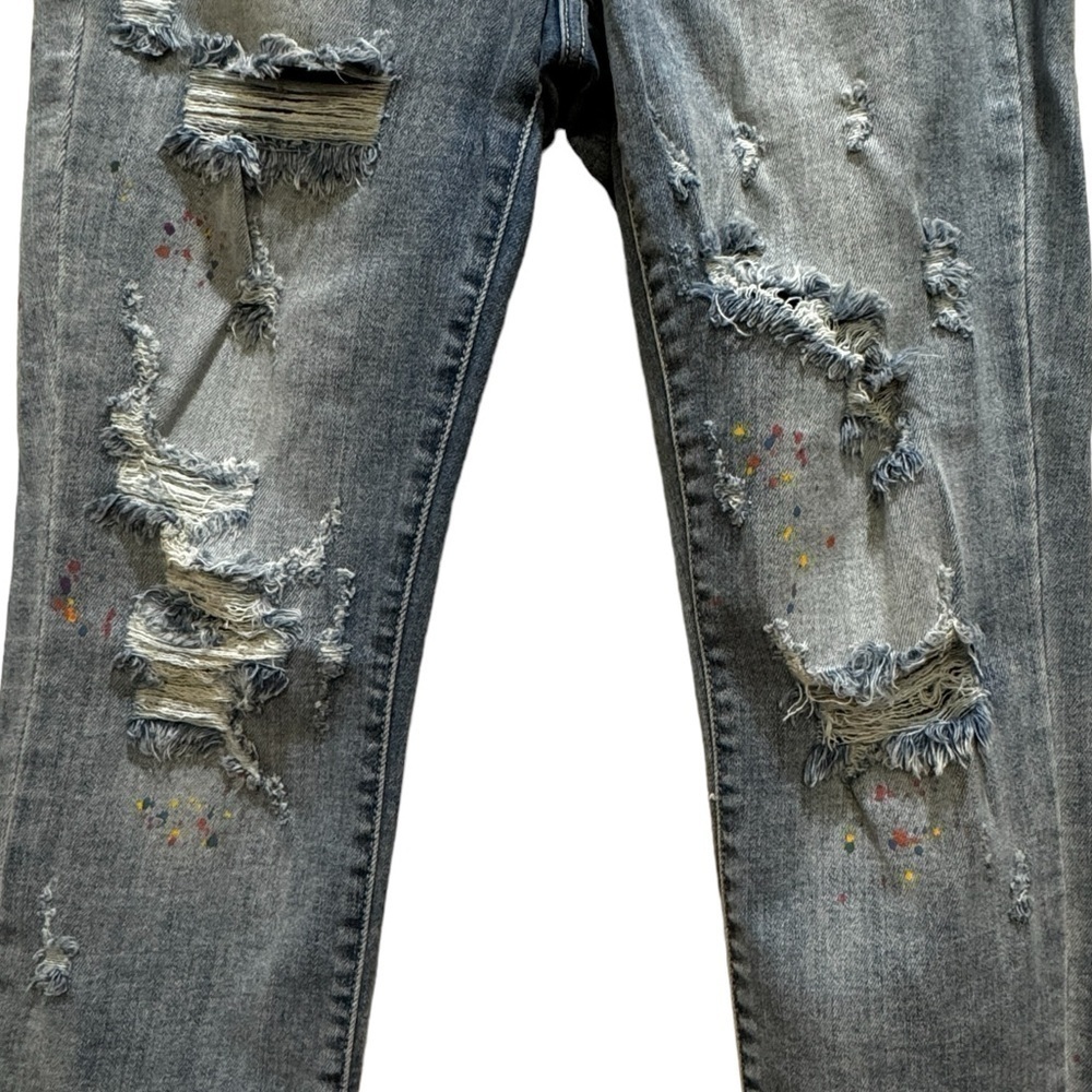 Judy Blue Boyfriend Fit Paint Splatter Distressed Jeans size 3 waist 26 EUC - Picture 2 of 7